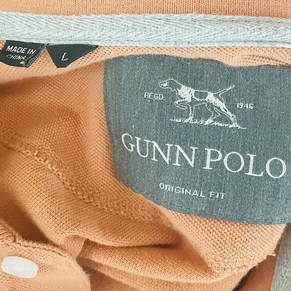 Gunn Original Fit Polo Large Collared Short Sleeve Shirt Orange Rust - Picture 2 of 7